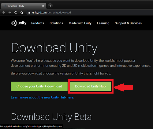 UnityHubInstallerWebpage.png